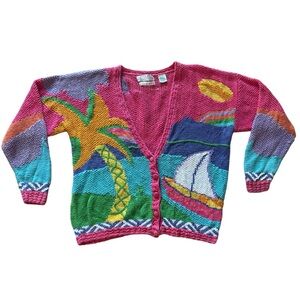 Vintage 80s Beach Themed Cardigan
